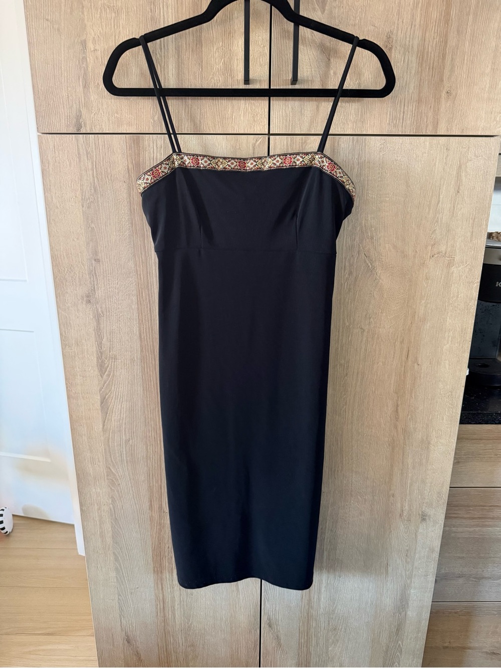 Ricki's - Vintage Black Midi Dress with Embellished Neckline - Picture 2 of 10